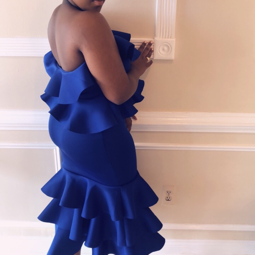 Royal blue, tiered dress - Picture 2 of 2